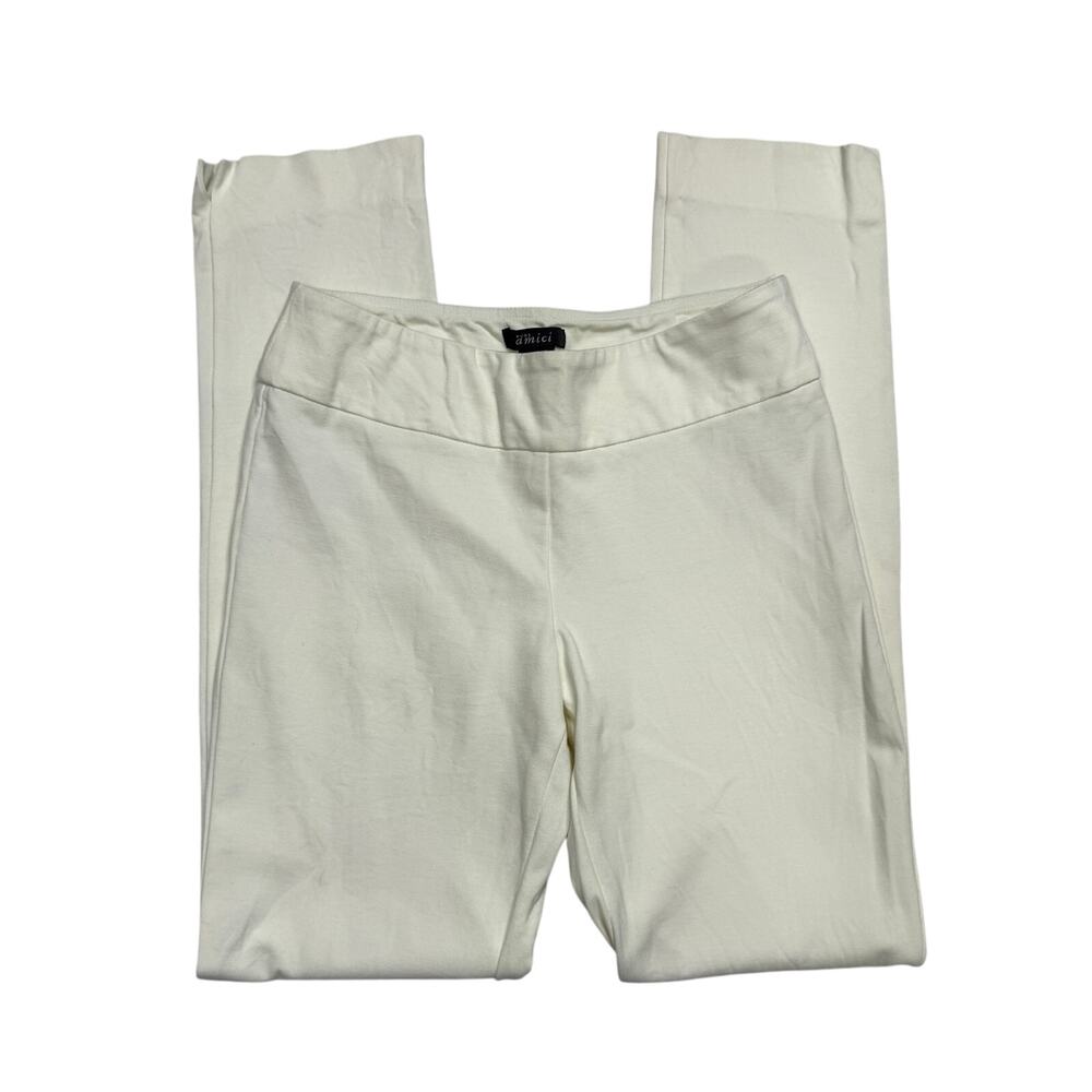 Pure Amici Pull on Pointe Pants Size S White Straight Leg Stretch Tummy Control